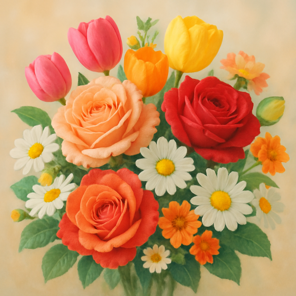 Fresh bouquet of mixed flowers